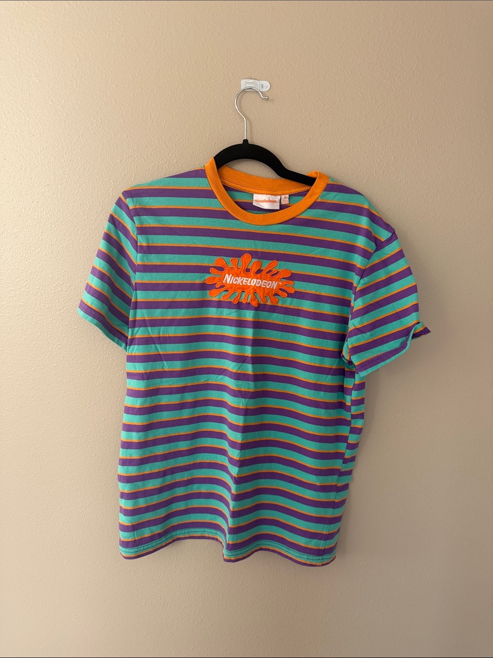 Nickelodeon Striped Tee with Orange Logo and Trim